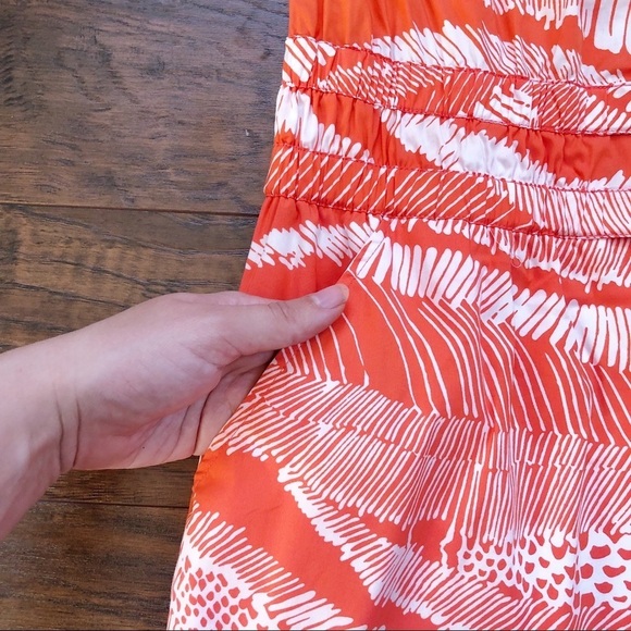 BCBGMaxAzria • orange white sundress drop waist halter neck tribal print summer - Picture 8 of 13